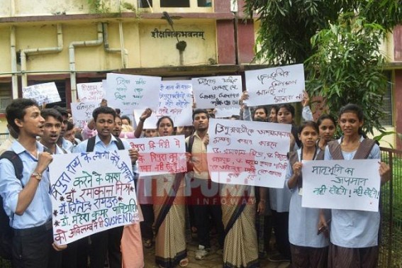 Tripura Sanskrit College students demand transfer of Odisha Professors 